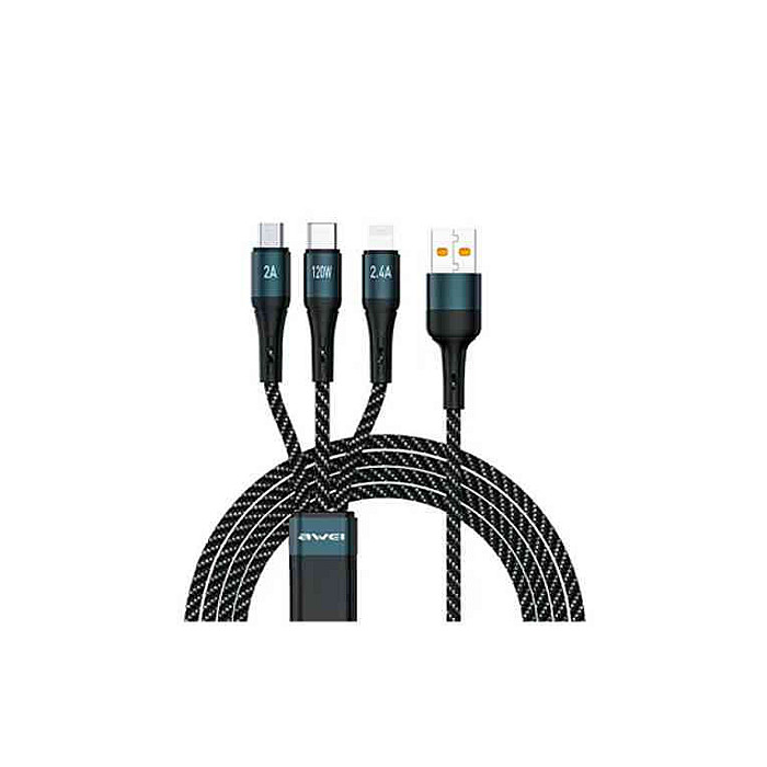AWEI CL-972 120W 3 In 1 Fast Multi Charging Cable